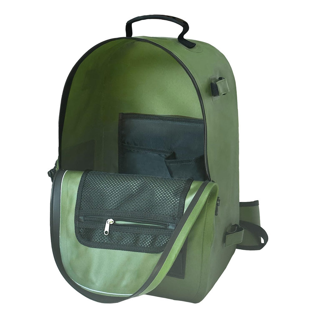 27QT Waterproof Fishing Backpack with Rod Holder